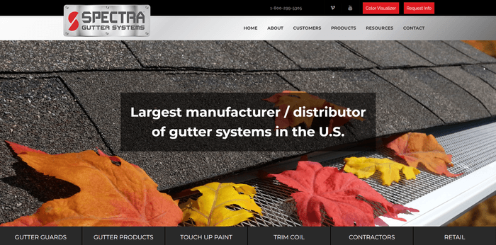 Spectra Gutter Systems E-commerce Website including Colorizer Application